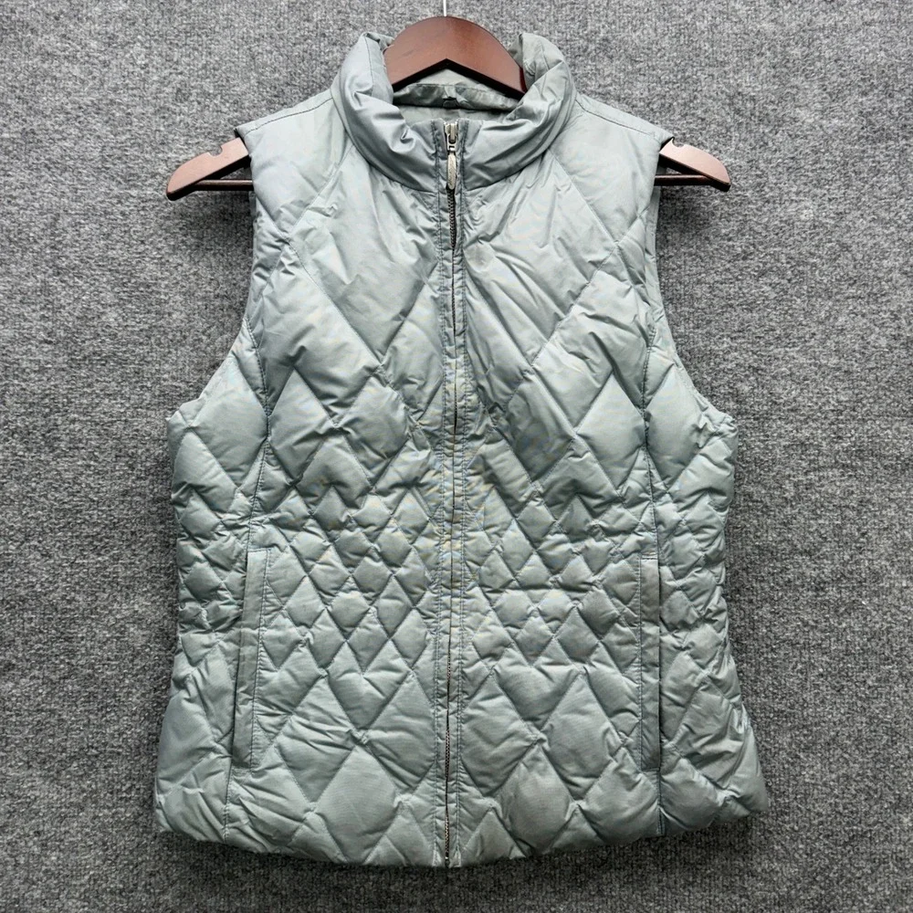 Eddie Bauer Premium Goose Down Vest Womens S Gray‎ Quilted Full Zip Outdoor